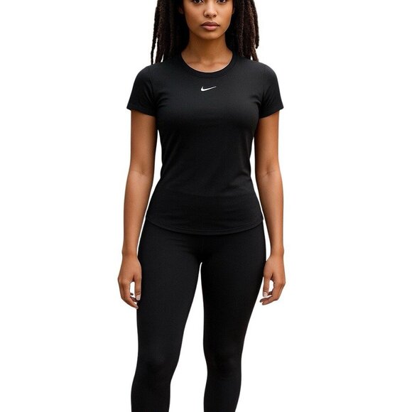NWT Nike Luxe Dri-FIT Short Sleeve Black Performance Shirt DD0618 Womens XS - Picture 1 of 8